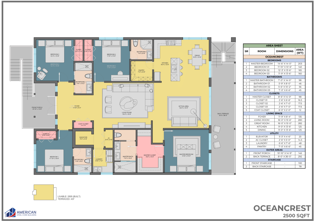 Oceancrest | 4 Bed | 4 Bath | 2500 sq ft |