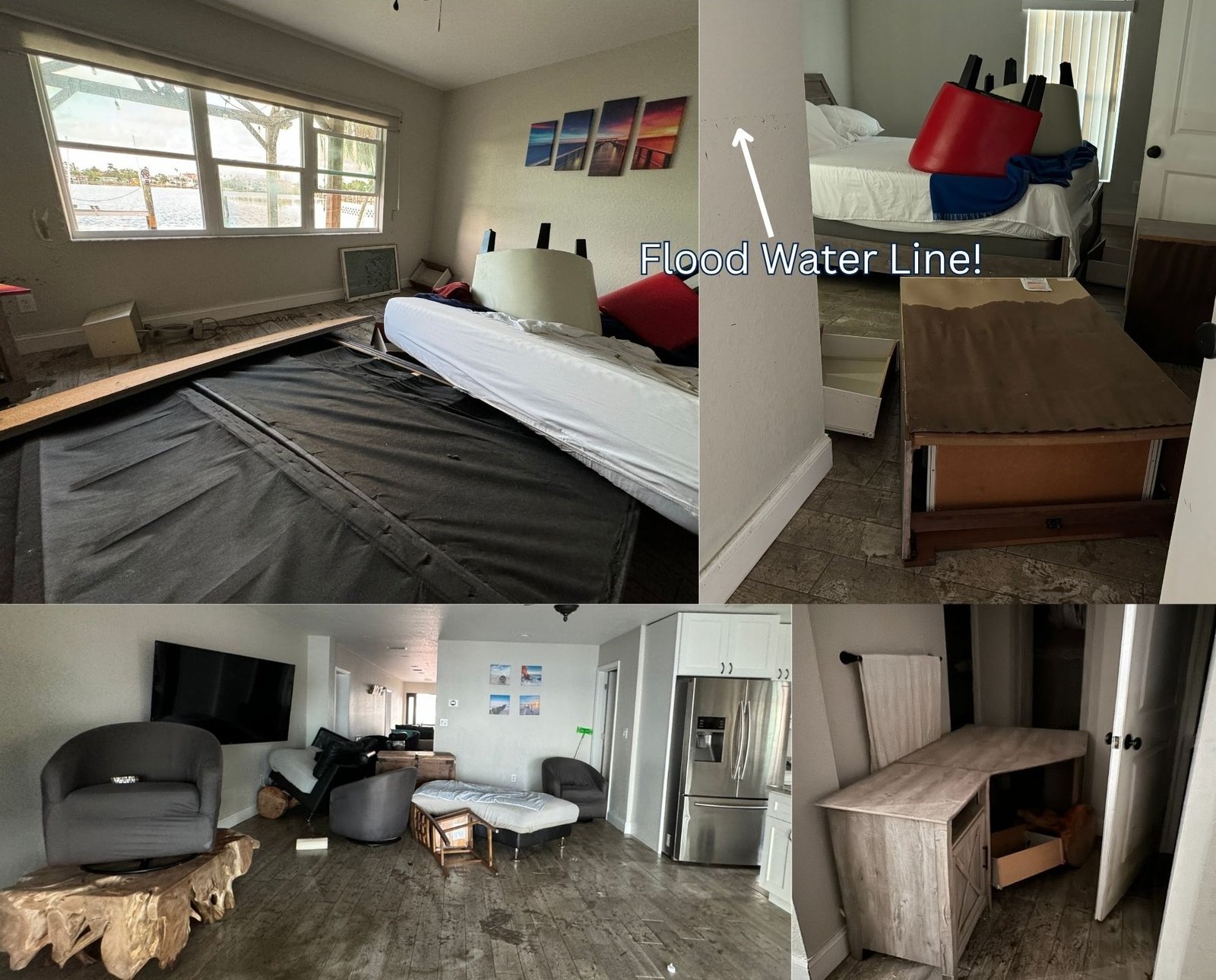 The inside of our home following the storm surge caused by Hurricane Helene. Total devistation.