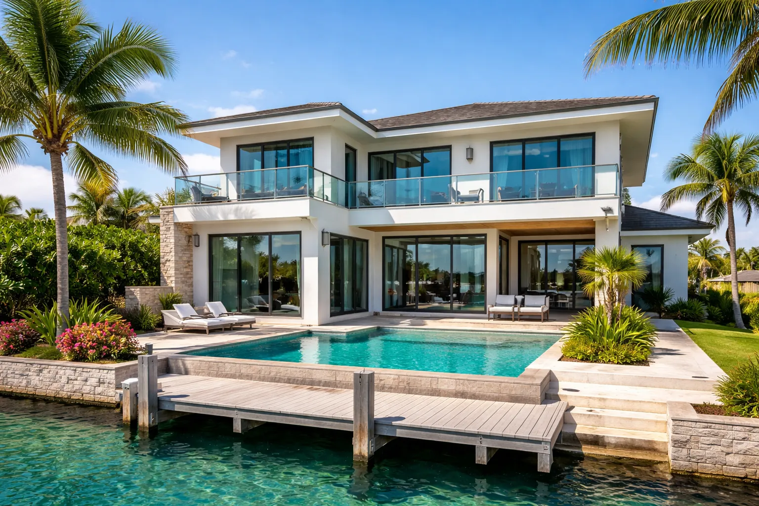 Modern hurricane-proof steel home in Miami Florida with impact resistant windows