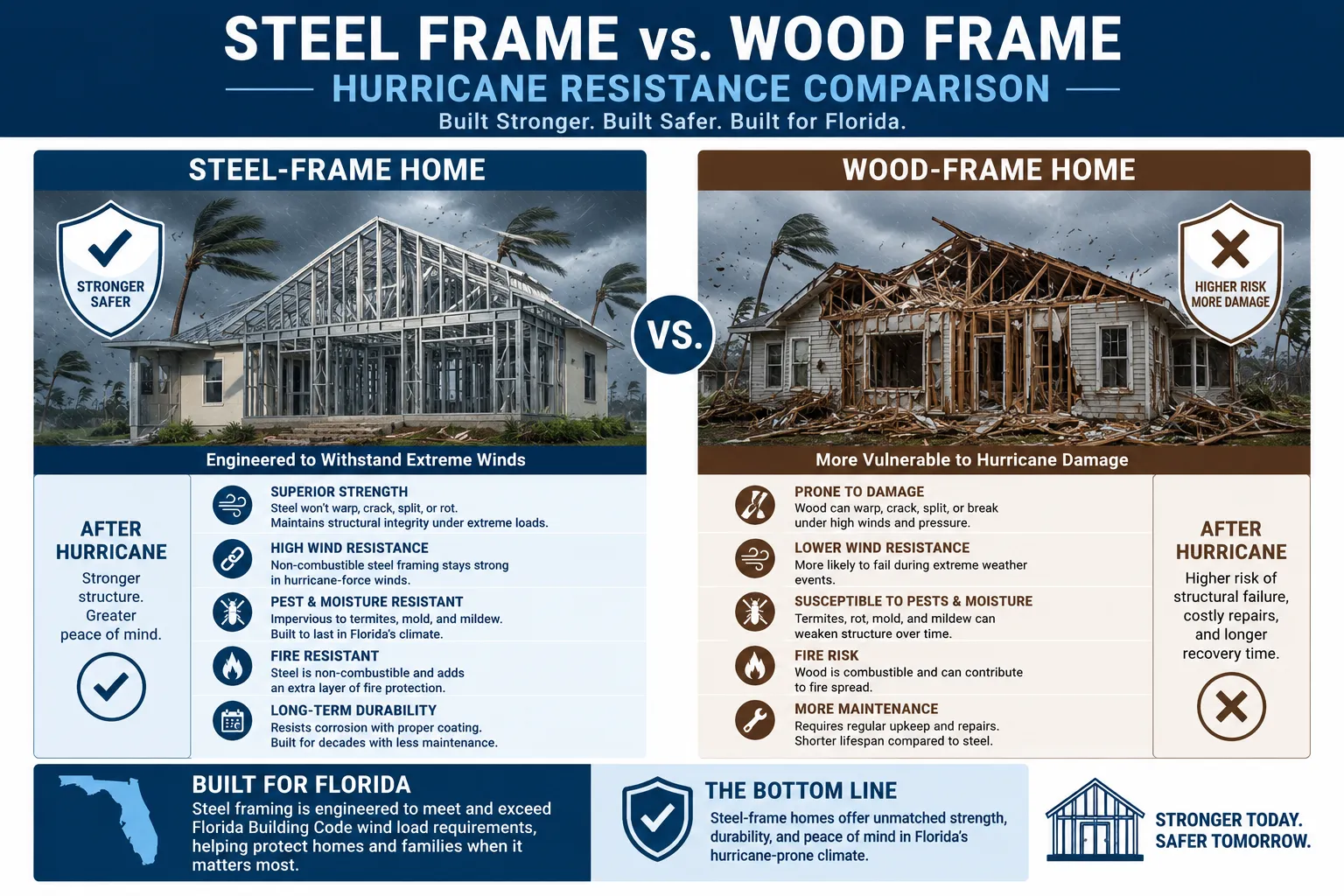 Steel vs wood frame comparison