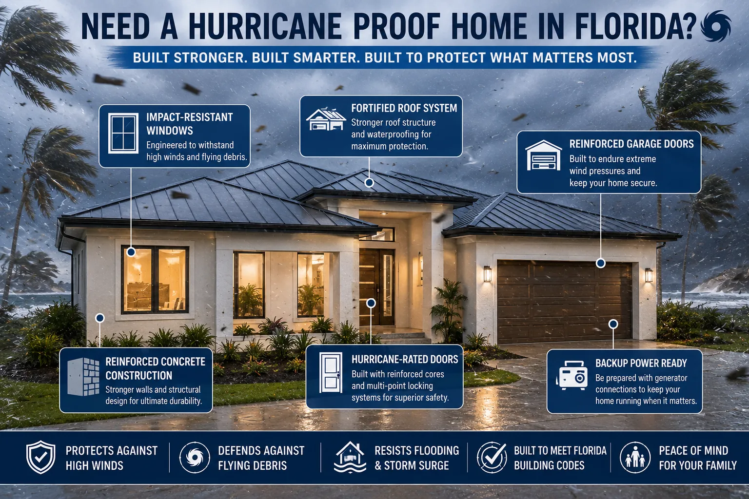 What materials are recommended for hurricane-proof home construction in Florida
